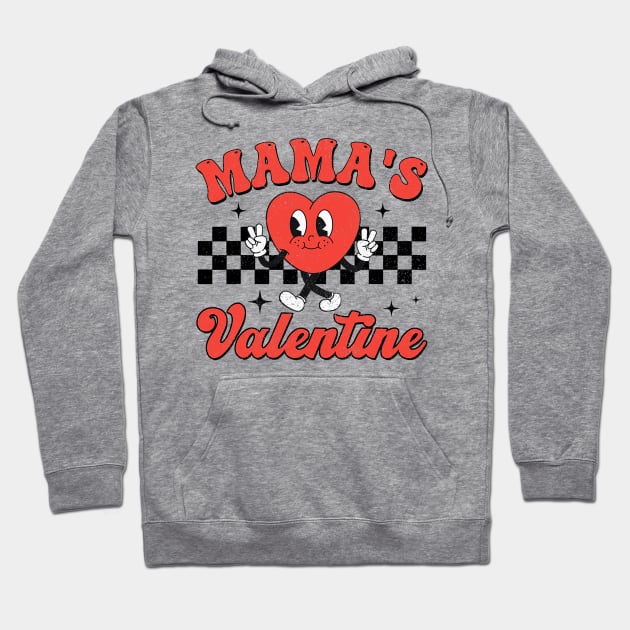 Retro Groovy Mama is My Valentine Cute Heart Boys Girls Kids Hoodie by jadolomadolo